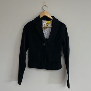 Black Velvet Casual Fitted Blazer